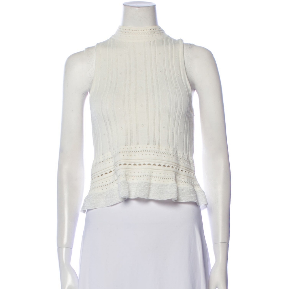 3.1 Phillip Lim Mock Neck Sleeveless Knit Crop Tank Top Size S